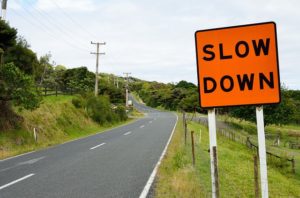 Road sign "slow down"