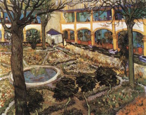 The Courtyard of the Hospital at Arles. Vincent van Gogh. April 1889, Arles. Oil on canvas, 73 x 92 cm. Oskar Reinhart Collection, Winterthur. www.wga.hu