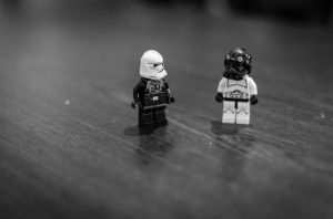 Two Star Wars minifigures with their masks & bodies switched. 