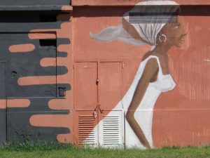 A mural of a woman