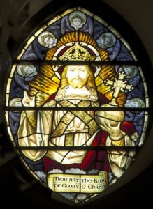 Stained glass window of Christ the King