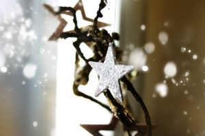 Ornaments and sparkling stars heralding the end of the year.