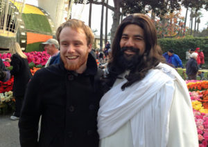 My son, Nathan, and Jesus, at the Rose Parade 2013.