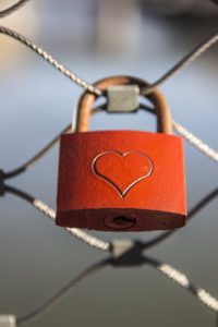 A padlock with a heart on it.