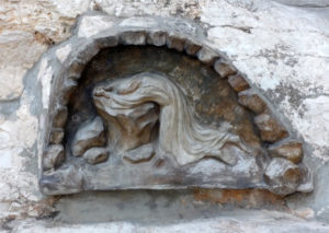 A small sculpture embedded in the wall of the Garden of Gethsemane. A powerful portrayal of Jesus’s sorrow as he “fell to the ground.” Photo used by permission from Mark D. Roberts. All rights reserved.