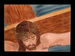 Jesus crucified. Painting © Linda E.S. Roberts, 2007. For permission to use this picture, contact Mark D. Roberts.