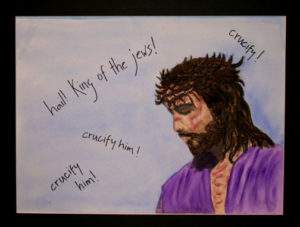 Jesus Crowned with Thorns. Painting © Linda E.S. Roberts, 2007. For permission to use this picture, contact Mark D. Roberts.