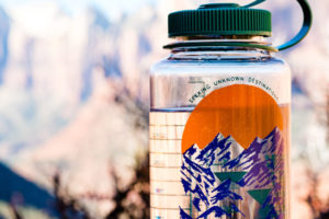 A water bottle for thirsty hikers.