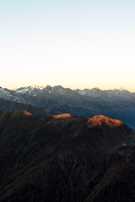 Mountain peaks at the beginning of Golden Hour.